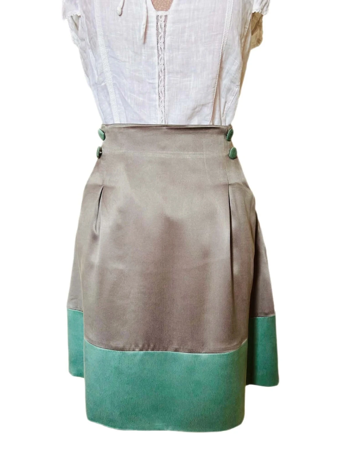 🩵🍃Saia 100% seda cottagecore romântica schabby chic vintage quiet luxury silk skirt 36/38🍃🩵 – photo 5